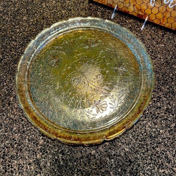 Vintage Louisa Gold Iridescent Platter / Cake Server Sz 13 5/8” - Picture 8 of 9